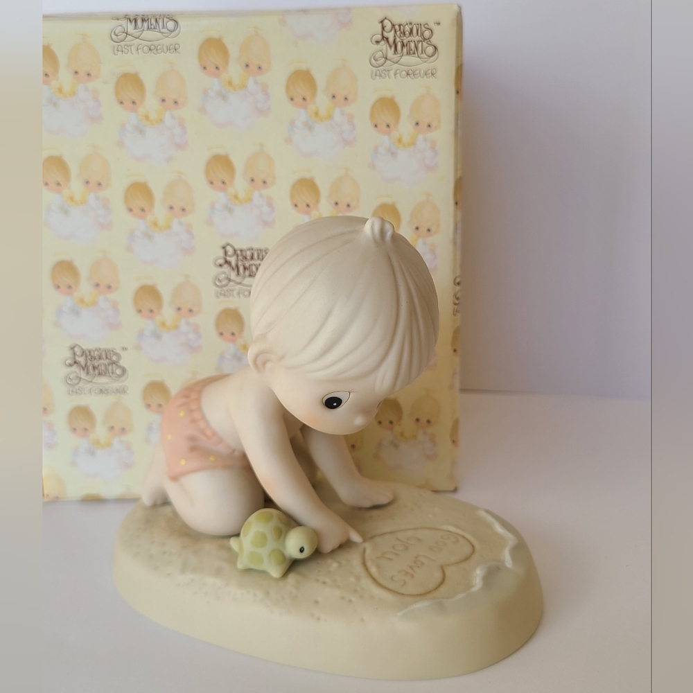 Vintage Precious Moments Love Letters Boy Beach Porcelain Collectible Figurine